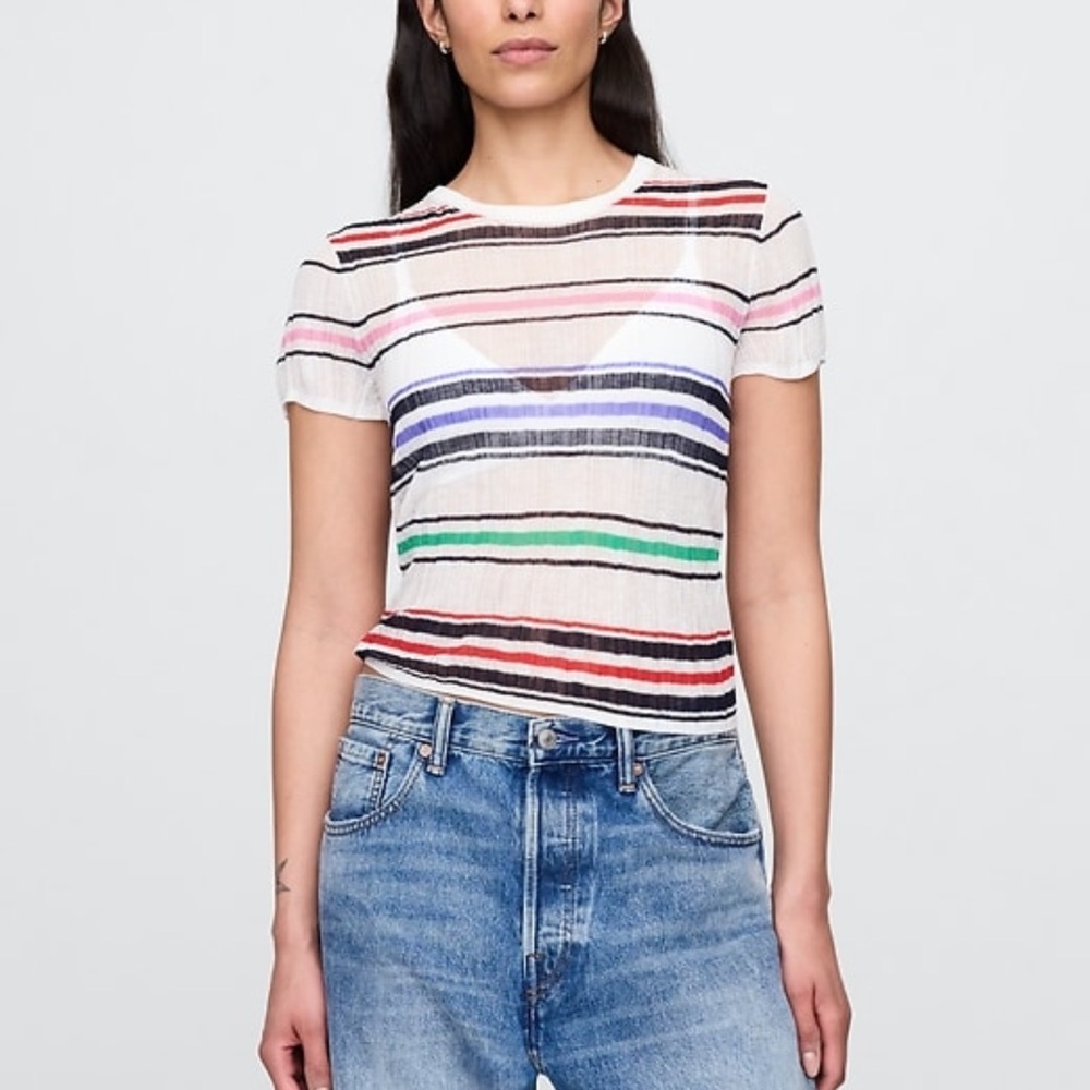 NWOT - GAP Women's Multicolor Striped Short Sleeve Tee